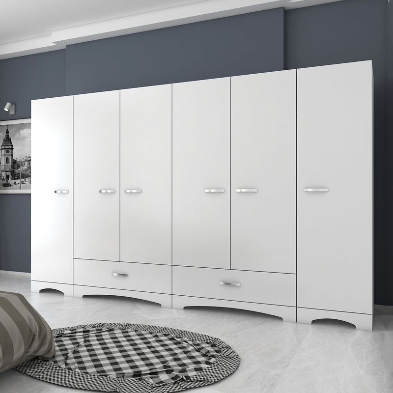 Casa si Gradina - Mobilier - Dulapuri si sifoniere - Dulapuri - Dulap, Hanah Home, pal melaminat, alb, 243x181x47.6 cm - Infinity.ro