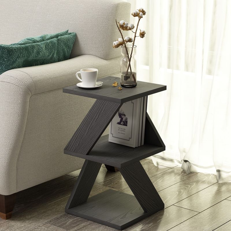 Casa si Gradina - Mobilier - Mese si birouri - Mese living - Masa laterala, Hanah Home, pal melaminat, negru si lemn, 29.6x29.6x54.2 cm - Infinity.ro