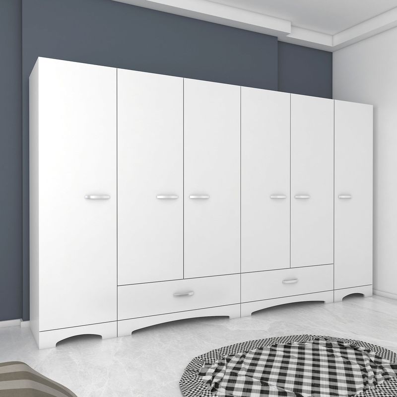 Casa si Gradina - Mobilier - Dulapuri si sifoniere - Dulapuri - Dulap, Hanah Home, pal melaminat, alb, 243x181x47.6 cm - Infinity.ro