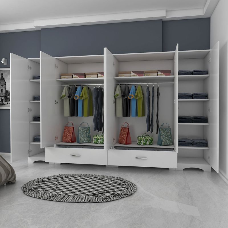Casa si Gradina - Mobilier - Dulapuri si sifoniere - Dulapuri - Dulap, Hanah Home, pal melaminat, alb, 243x181x47.6 cm - Infinity.ro