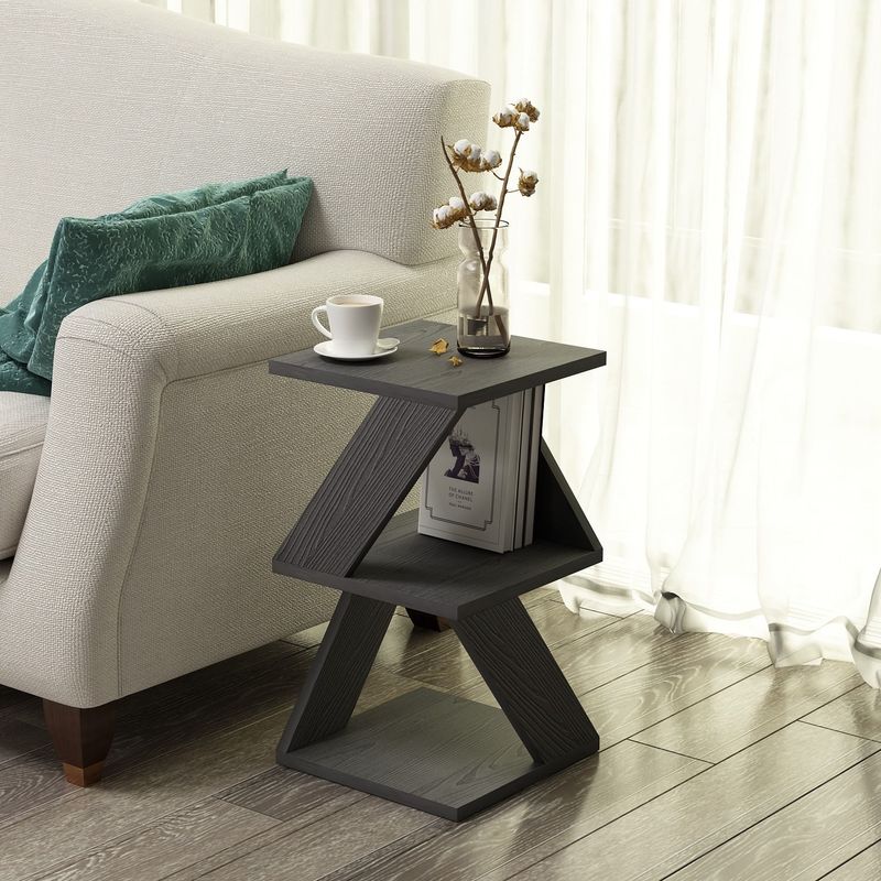 Casa si Gradina - Mobilier - Mese si birouri - Mese living - Masa laterala, Hanah Home, pal melaminat, negru si lemn, 29.6x29.6x54.2 cm - Infinity.ro