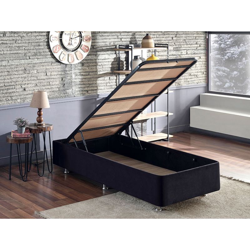 Casa si Gradina - Mobilier - Saltele si somiere - Somiere - Somiera, Hanah Home, otel, negru, 100x200 cm - Infinity.ro