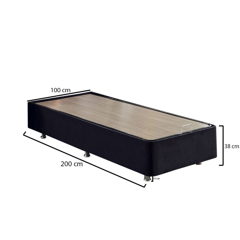 Casa si Gradina - Mobilier - Saltele si somiere - Somiere - Somiera, Hanah Home, otel, negru, 100x200 cm - Infinity.ro