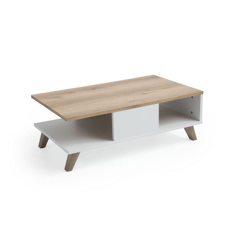 Casa si Gradina - Mobilier - Mese si birouri - Masute de cafea - Masuta de cafea, Hanah Home, panou aglomerat melaminat, stejar si alb, 90x54x35.6 cm - Infinity.ro
