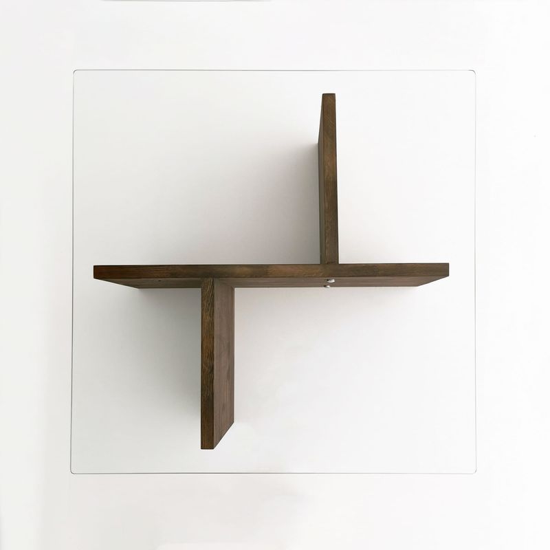 Casa si Gradina - Mobilier - Mese si birouri - Masute de cafea - Masuta de cafea, Hanah Home, sticla calita si lemn masiv de pin, nuc, 90x90x35 cm - Infinity.ro