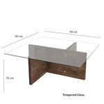 Casa si Gradina - Mobilier - Mese si birouri - Masute de cafea - Masuta de cafea, Hanah Home, sticla calita si lemn masiv de pin, nuc, 90x90x35 cm - Infinity.ro