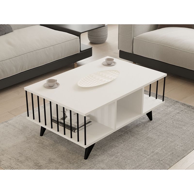 Casa si Gradina - Mobilier - Mese si birouri - Masute de cafea - Masuta de cafea, Hanah Home, pal melaminat, alb, 90x60x40 cm - Infinity.ro