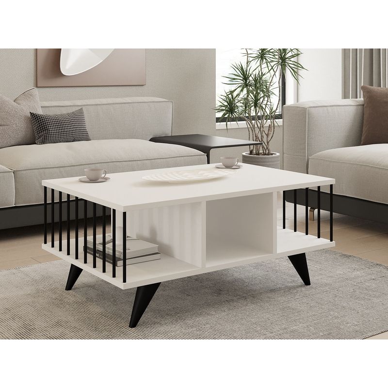 Casa si Gradina - Mobilier - Mese si birouri - Masute de cafea - Masuta de cafea, Hanah Home, pal melaminat, alb, 90x60x40 cm - Infinity.ro