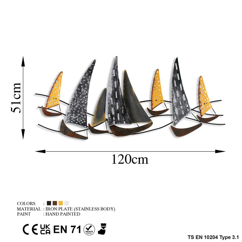 Casa si Gradina - Decoratiuni - Decoratiuni perete - Accesoriu decorativ de perete, Wallxpert, metal, multicolor, 51x120 cm, 930DYU1192 - Infinity.ro