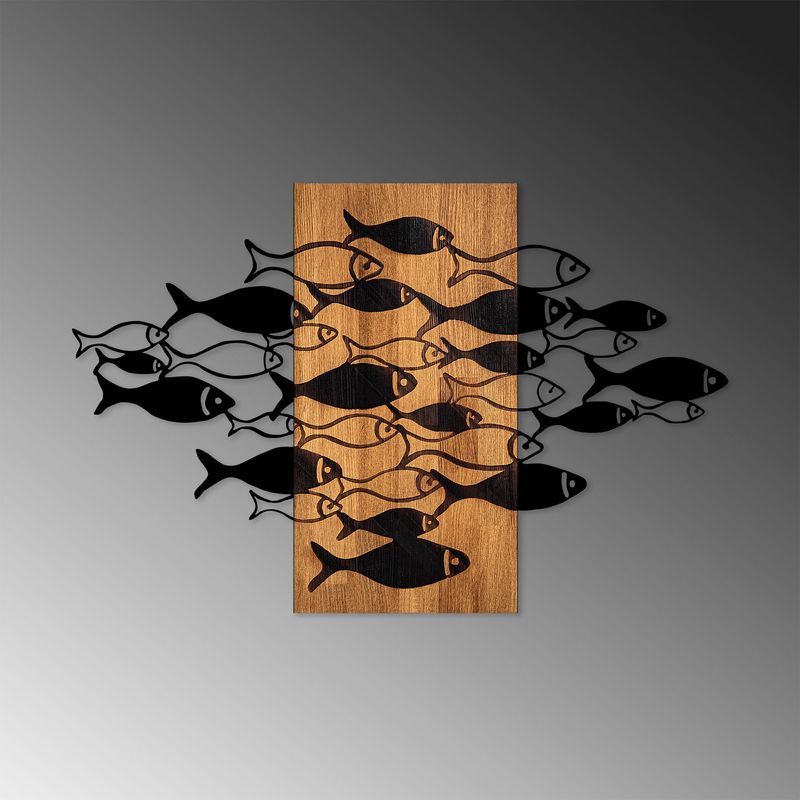 Casa si Gradina - Decoratiuni - Decoratiuni perete - Accesoriu decorativ de perete, Wallxpert, lemn si metal, nuc si negru, 88x58x3 cm - Infinity.ro