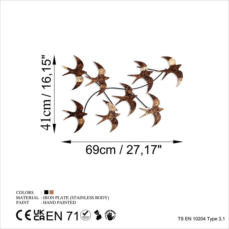 Casa si Gradina - Decoratiuni - Decoratiuni perete - Accesoriu decorativ de perete, Wallxpert, metal, multicolor, 69x41x7 cm, 891TNL3290 - Infinity.ro