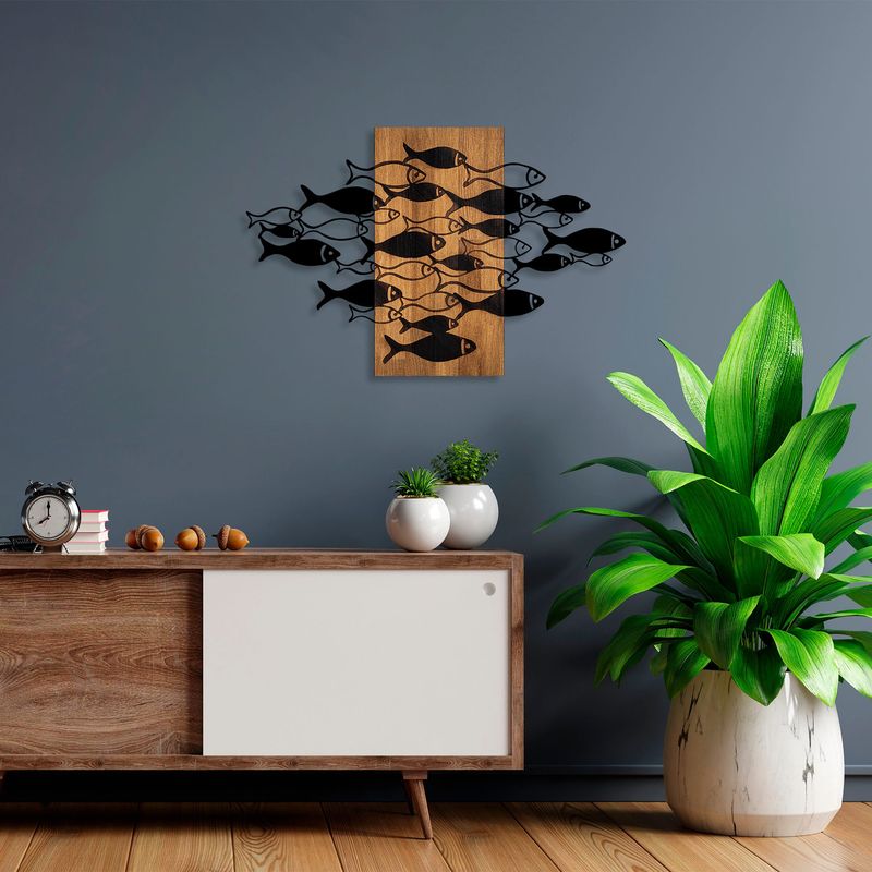 Casa si Gradina - Decoratiuni - Decoratiuni perete - Accesoriu decorativ de perete, Wallxpert, lemn si metal, nuc si negru, 88x58x3 cm - Infinity.ro