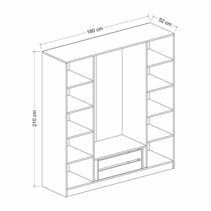 Casa si Gradina - Mobilier - Dulapuri si sifoniere - Sifoniere - Sifonier, Hanah Home, pal melaminat, alb, 180x52x210 cm, 506MNR2492 - Infinity.ro
