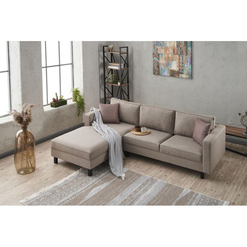 Casa si Gradina - Mobilier - Canapele si coltare - Coltare - Coltar, Hanah Home, lemn de fag, crem, 258x181x83 cm, 825BLC2717 - Infinity.ro