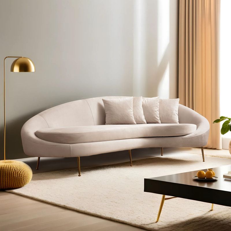 Casa si Gradina - Mobilier - Canapele si coltare - Canapele - Canapea 3 locuri, Hanah Home, lemn fag si pal, bej, 255x120x85 cm, 560ARE1349 - Infinity.ro