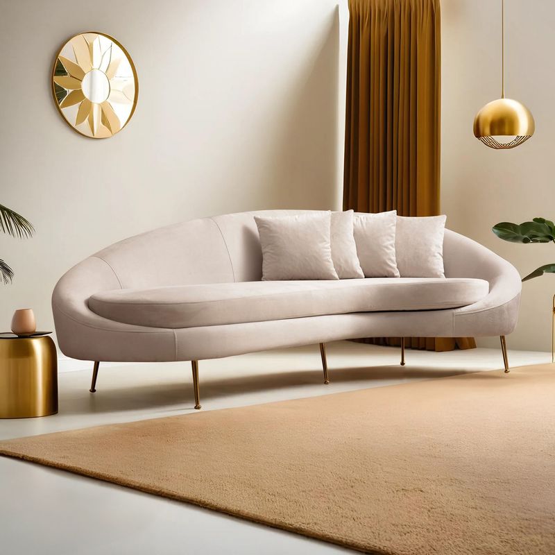 Casa si Gradina - Mobilier - Canapele si coltare - Canapele - Canapea 3 locuri, Hanah Home, lemn fag si pal, bej, 255x120x85 cm, 560ARE1349 - Infinity.ro