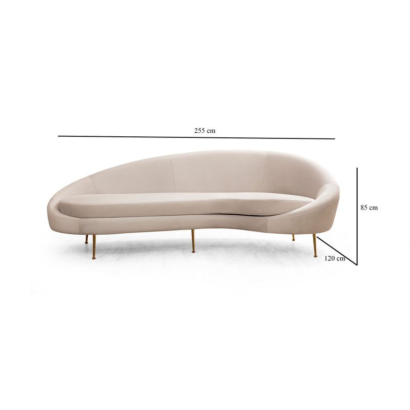 Casa si Gradina - Mobilier - Canapele si coltare - Canapele - Canapea 3 locuri, Hanah Home, lemn fag si pal, bej, 255x120x85 cm, 560ARE1349 - Infinity.ro