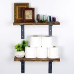 Casa si Gradina - Mobilier - Biblioteci si rafturi - Etajere - Etajera de perete, Hanah Home, lemn de molid, negru si nuc, 40x16x14 cm - Infinity.ro