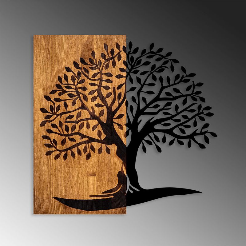 Casa si Gradina - Decoratiuni - Decoratiuni perete - Accesoriu decorativ de perete, Wallxpert, lemn si metal, nuc si negru, 58x58 cm, 899SKL2455 - Infinity.ro