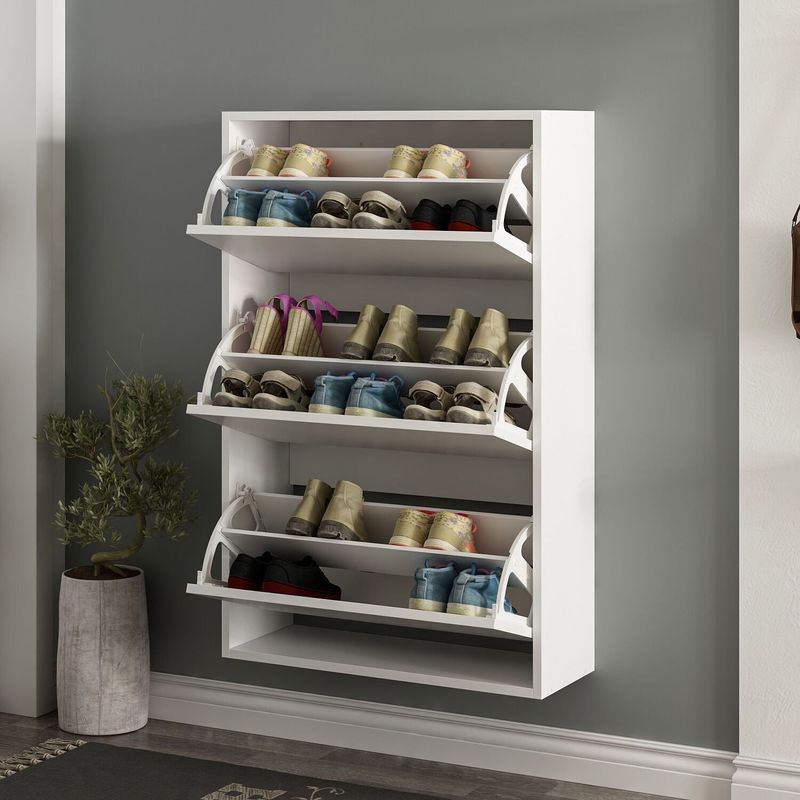 Casa si Gradina - Mobilier - Organizare si depozitare - Organizator incaltaminte - Dulap pentru pantofi, Hanah Home, pal melaminat, alb, 70x25x109 cm - Infinity.ro