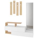 Casa si Gradina - Mobilier - Organizare si depozitare - Cuiere - Cuier hol, Hanah Home, pal melaminat, alb stejar, 137x35x54.5 cm - Infinity.ro