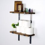 Casa si Gradina - Mobilier - Biblioteci si rafturi - Etajere - Etajera de perete, Hanah Home, lemn de molid, negru si nuc, 40x16x14 cm - Infinity.ro