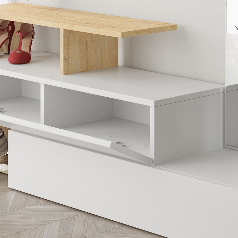 Casa si Gradina - Mobilier - Organizare si depozitare - Cuiere - Cuier hol, Hanah Home, pal melaminat, alb stejar, 137x35x54.5 cm - Infinity.ro