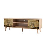Casa si Gradina - Mobilier - Comode si corpuri - Comode - Comoda tv, Hanah Home, pal melaminat, stejar sonoma, 140x40x50 cm, 863SPH3019 - Infinity.ro