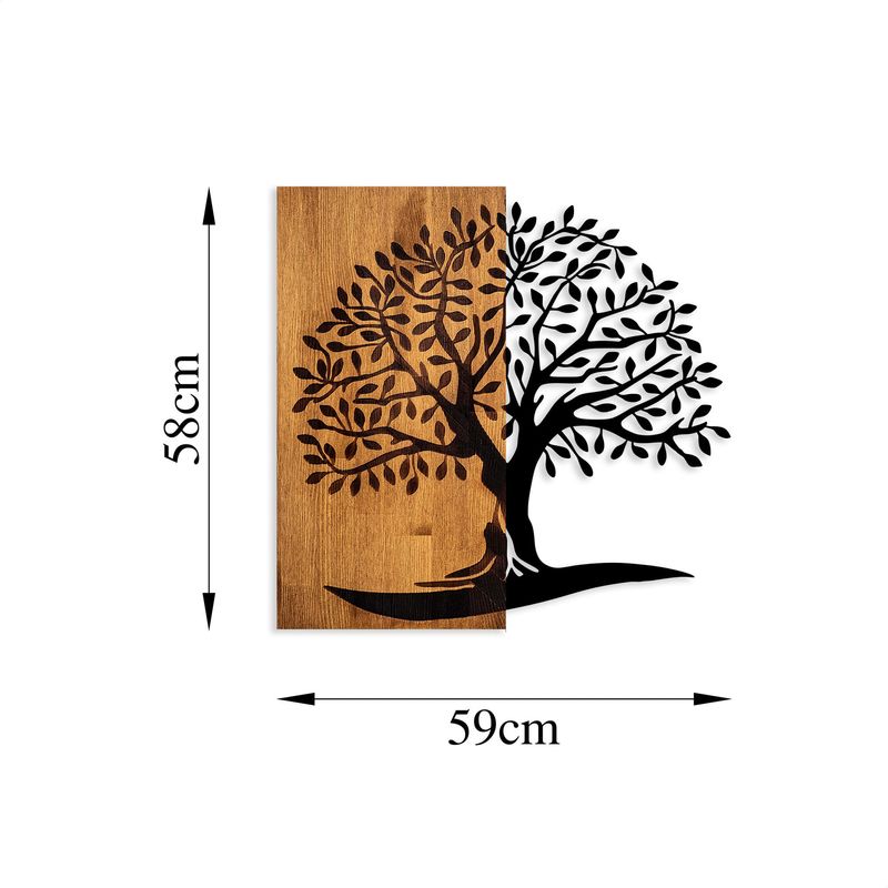 Casa si Gradina - Decoratiuni - Decoratiuni perete - Accesoriu decorativ de perete, Wallxpert, lemn si metal, nuc si negru, 58x58 cm, 899SKL2455 - Infinity.ro