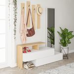Casa si Gradina - Mobilier - Organizare si depozitare - Cuiere - Cuier hol, Hanah Home, pal melaminat, alb stejar, 137x35x54.5 cm - Infinity.ro