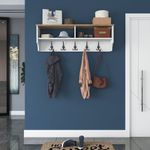 Casa si Gradina - Mobilier - Organizare si depozitare - Cuiere - Cuier, Hanah Home, pal melaminat, alb si nuc, 120x37.2x22.2 cm - Infinity.ro