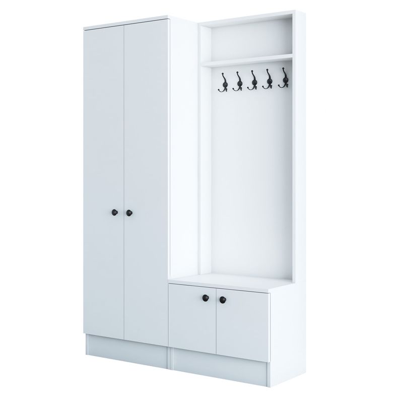 Casa si Gradina - Mobilier - Organizare si depozitare - Cuiere - Cuier, Hanah Home, pal melaminat, alb, 119.6x37.3x182.8 cm, 893RAN4911 - Infinity.ro