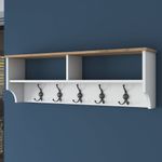 Casa si Gradina - Mobilier - Organizare si depozitare - Cuiere - Cuier, Hanah Home, pal melaminat, alb si nuc, 120x37.2x22.2 cm - Infinity.ro