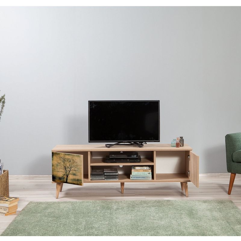 Casa si Gradina - Mobilier - Comode si corpuri - Comode - Comoda tv, Hanah Home, pal melaminat, stejar sonoma, 140x40x50 cm, 863SPH3019 - Infinity.ro