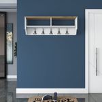 Casa si Gradina - Mobilier - Organizare si depozitare - Cuiere - Cuier, Hanah Home, pal melaminat, alb si nuc, 120x37.2x22.2 cm - Infinity.ro