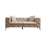 Casa si Gradina - Mobilier - Canapele si coltare - Canapele - Canapea 2 locuri, Hanah Home, lemn fag si panouri aglomerate, ecru, 197x90x73 cm - Infinity.ro