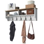 Casa si Gradina - Mobilier - Organizare si depozitare - Cuiere - Cuier, Hanah Home, pal melaminat, alb si nuc, 120x37.2x22.2 cm - Infinity.ro