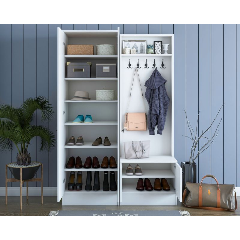 Casa si Gradina - Mobilier - Organizare si depozitare - Cuiere - Cuier, Hanah Home, pal melaminat, alb, 119.6x37.3x182.8 cm, 893RAN4911 - Infinity.ro