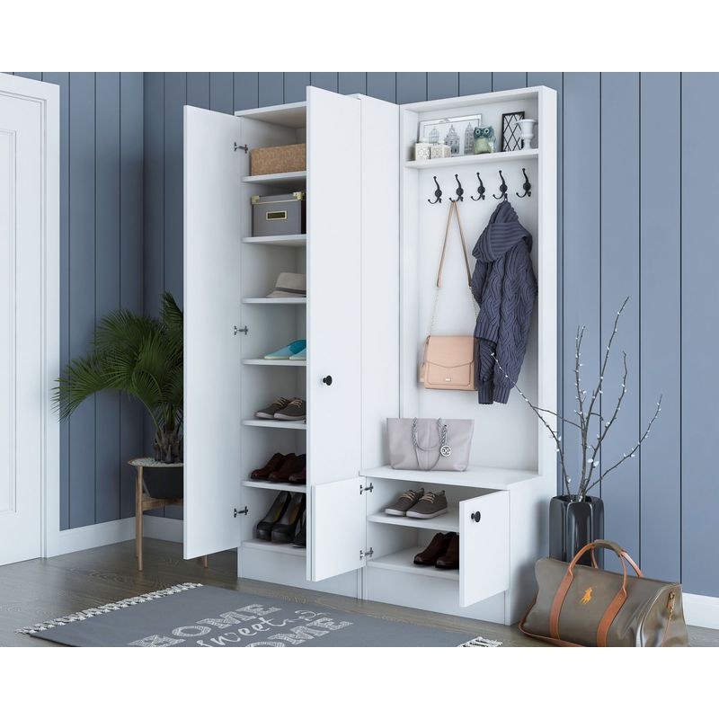 Casa si Gradina - Mobilier - Organizare si depozitare - Cuiere - Cuier, Hanah Home, pal melaminat, alb, 119.6x37.3x182.8 cm, 893RAN4911 - Infinity.ro