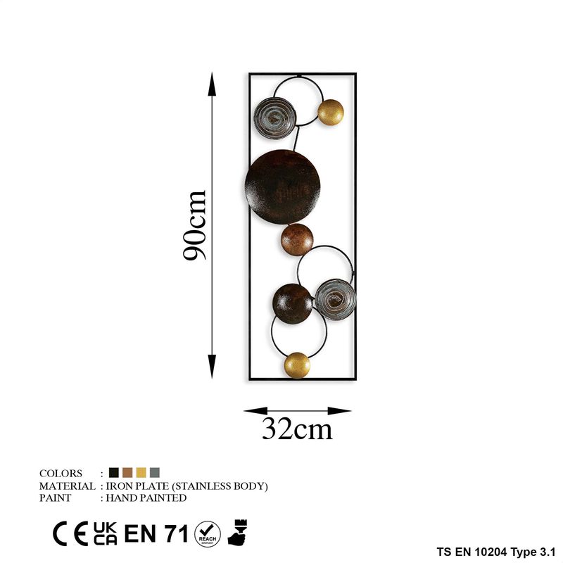 Casa si Gradina - Decoratiuni - Decoratiuni perete - Accesoriu decorativ de perete, Wallxpert, metal, multicolor, 32x90x4 cm, 891TNL2398 - Infinity.ro