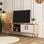 Casa si Gradina - Mobilier - Comode si corpuri - Comode - Comoda tv, Hanah Home, pal melaminat, stejar alb, 150x34x52 cm - Infinity.ro