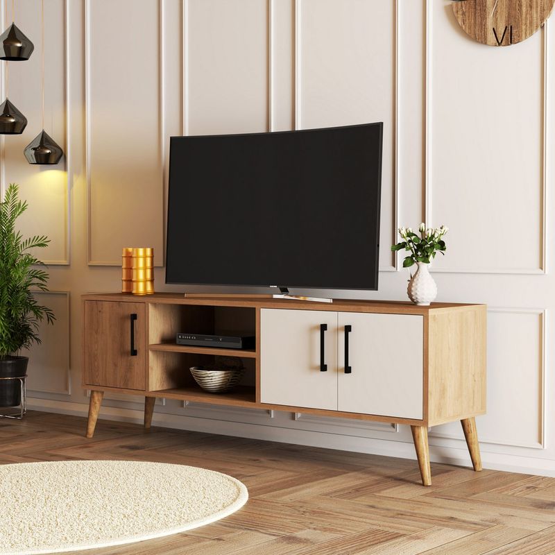 Casa si Gradina - Mobilier - Comode si corpuri - Comode - Comoda tv, Hanah Home, pal melaminat, stejar alb, 150x34x52 cm - Infinity.ro