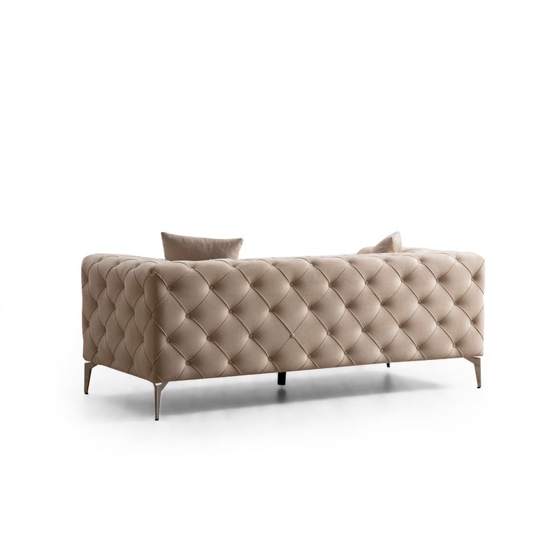 Casa si Gradina - Mobilier - Canapele si coltare - Canapele - Canapea 2 locuri, Hanah Home, lemn fag si panouri aglomerate, ecru, 197x90x73 cm - Infinity.ro