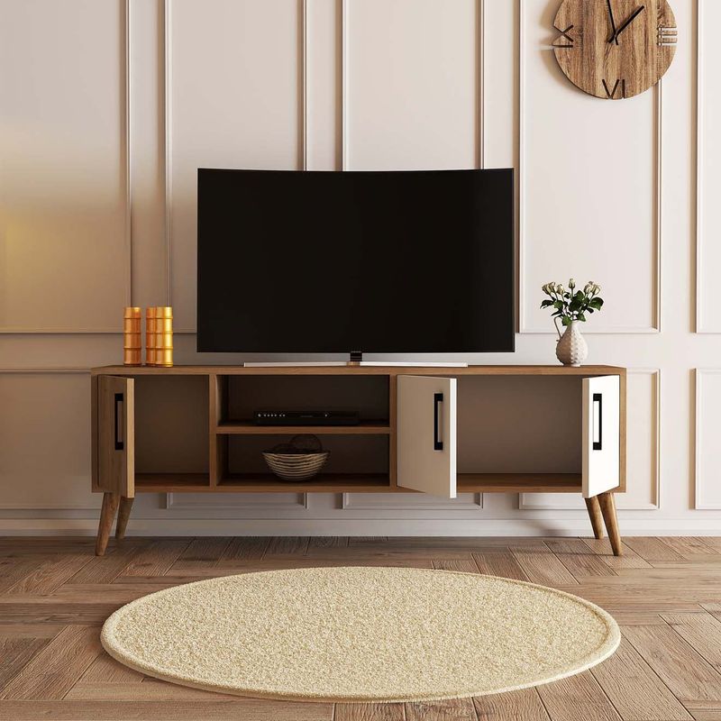 Casa si Gradina - Mobilier - Comode si corpuri - Comode - Comoda tv, Hanah Home, pal melaminat, stejar alb, 150x34x52 cm - Infinity.ro