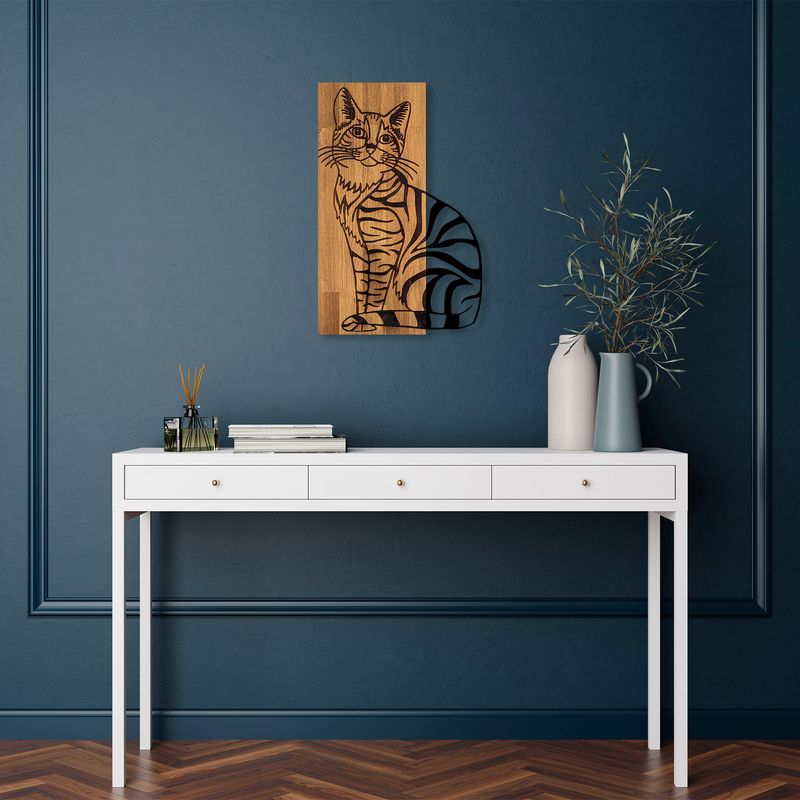 Casa si Gradina - Decoratiuni - Decoratiuni perete - Accesoriu decorativ de perete, Wallxpert, lemn si metal, nuc si negru, 38x58 cm - Infinity.ro