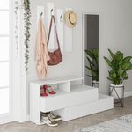 Casa si Gradina - Mobilier - Organizare si depozitare - Cuiere - Cuier hol, Hanah Home, panou de particule melaminat, alb, 137x54.5x35 cm - Infinity.ro