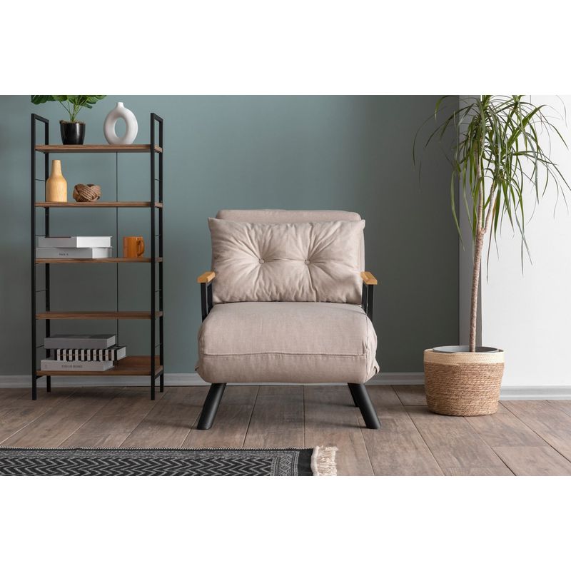 Casa si Gradina - Mobilier - Canapele si coltare - Canapele - Canapea extensibila, Hanah Home, metal, stofa in, crem, 175x60 cm - Infinity.ro