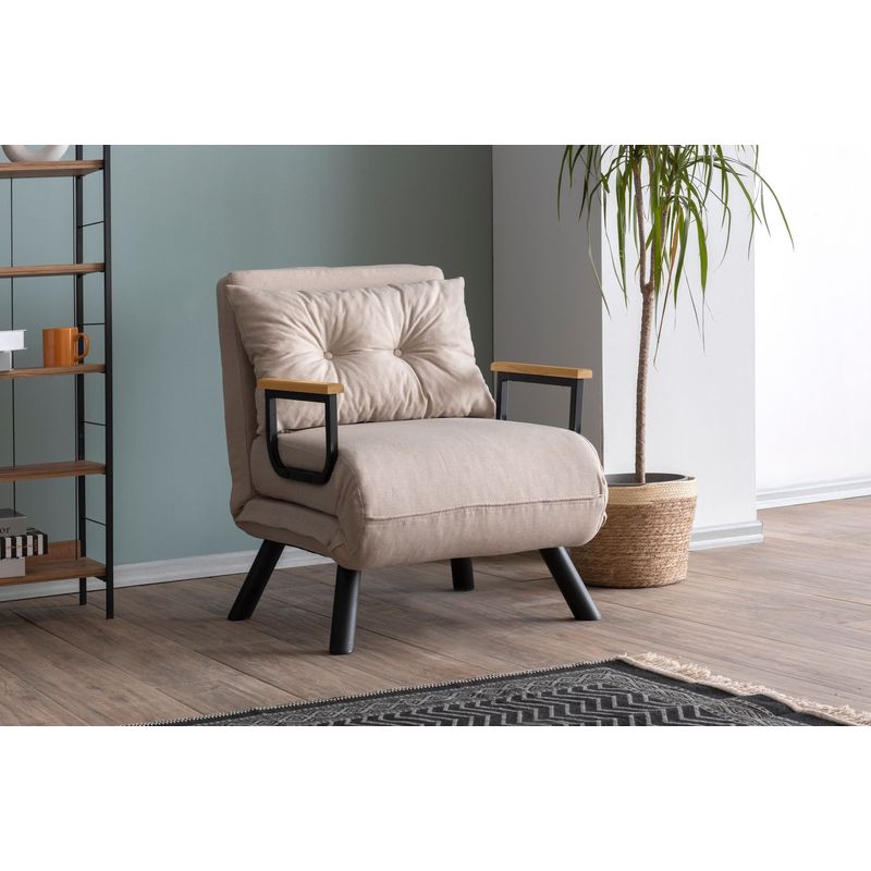 Casa si Gradina - Mobilier - Canapele si coltare - Canapele - Canapea extensibila, Hanah Home, metal, stofa in, crem, 175x60 cm - Infinity.ro