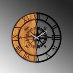 Casa si Gradina - Decoratiuni - Ceasuri - Ceas de perete decorativ, Wallxpert, lemn, nuc si negru, 56x3x56 cm, 539TNL1153 - Infinity.ro