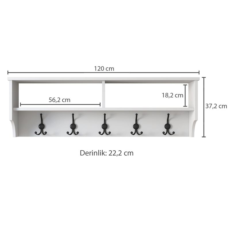Casa si Gradina - Mobilier - Organizare si depozitare - Cuiere - Cuier, Hanah Home, pal melaminat, alb, 120x37.2x22.2 cm - Infinity.ro
